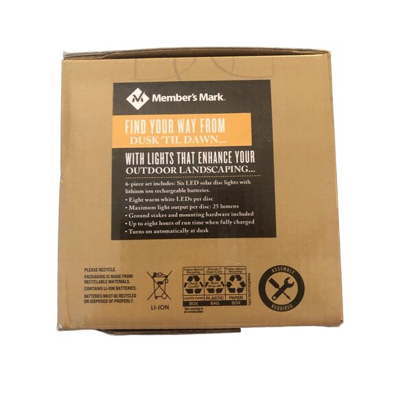 Members Mark Oil-Rubbed Bronze LED Solar Disc Lights 6-Pack Outdoor Landscaping - Picture 2 of 3